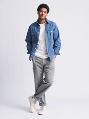 Aubin Blue Dovedale Cotton Twill Overshirt - Image 3 of 7