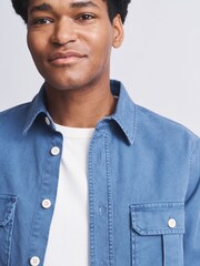 Aubin Blue Dovedale Cotton Twill Overshirt - Image 4 of 7