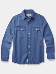 Aubin Blue Dovedale Cotton Twill Overshirt - Image 6 of 7