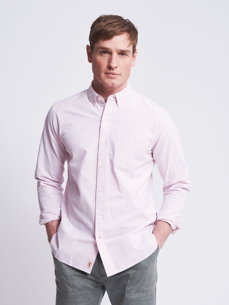 Aubin Pink Aldridge Oxford Button Down 100% Cotton Shirt - Image 1 of 7