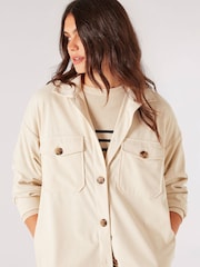 Apricot Cream Cord Sherpa Longline Shirt - Image 4 of 4