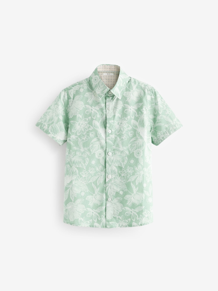 Green Short Sleeves Printed Shirt (3-16yrs) - Image 1 of 4