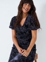 Crew Clothing Company Blue Textured A-Line Dress - Image 1 of 4