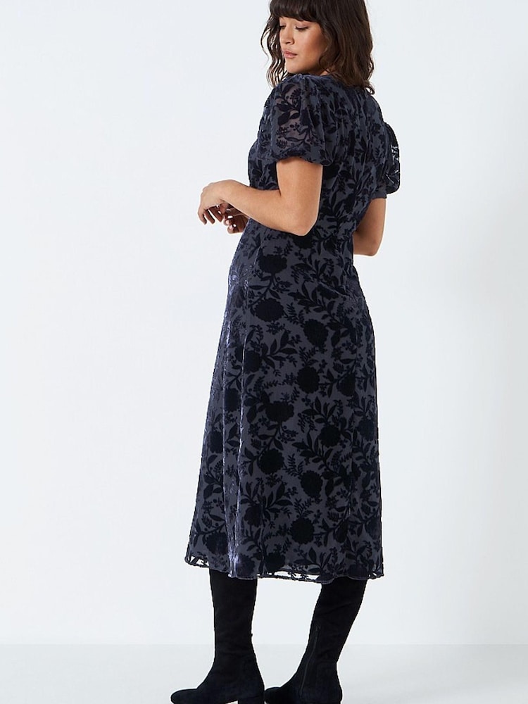 Crew Clothing Company Blue Textured A-Line Dress - Image 2 of 4