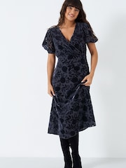 Crew Clothing Company Blue Textured A-Line Dress - Image 3 of 4