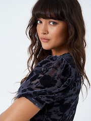 Crew Clothing Company Blue Textured A-Line Dress - Image 4 of 4