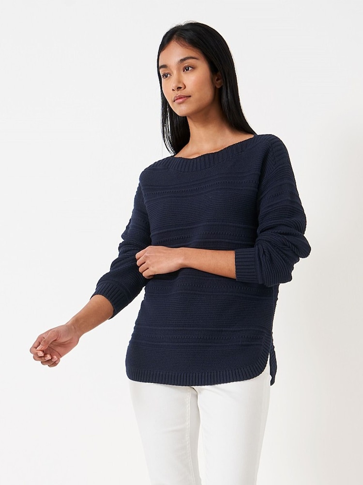 Crew Clothing Blue Tali Boat Neck Knit Jumper - Image 4 of 5