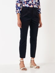 Crew Clothing Company Black Jacquard Cotton Fitted Casual Trousers - Image 1 of 6