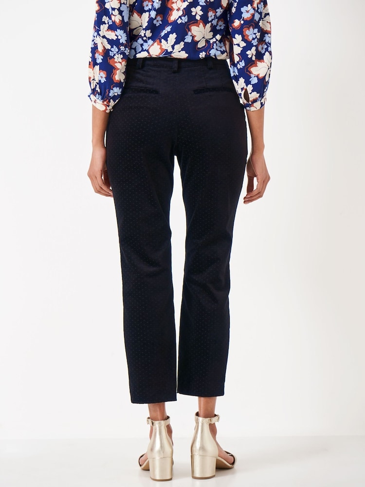 Crew Clothing Company Black Jacquard Cotton Fitted Casual Trousers - Image 2 of 6