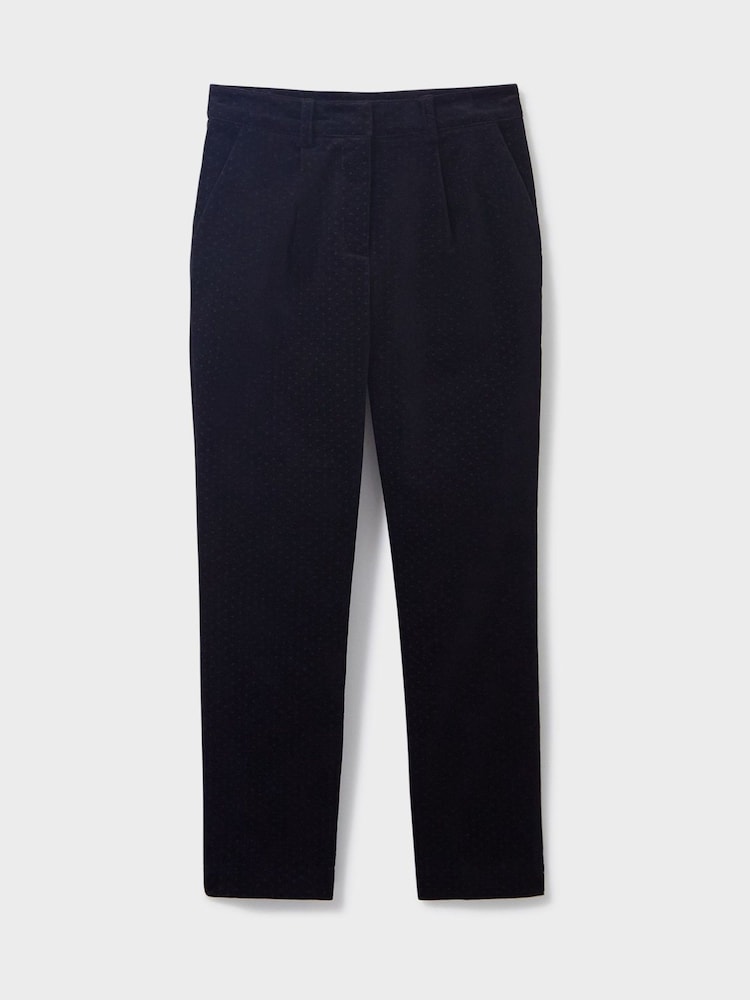 Crew Clothing Company Black Jacquard Cotton Fitted Casual Trousers - Image 6 of 6
