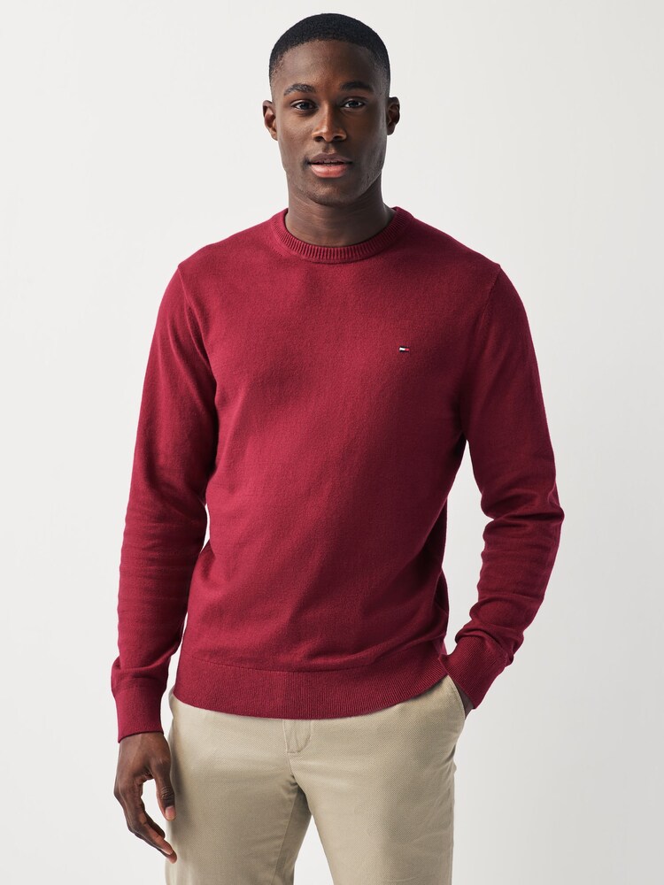 Tommy Hilfiger Red Cotton Blend Jumper With Cashmere - Image 1 of 5