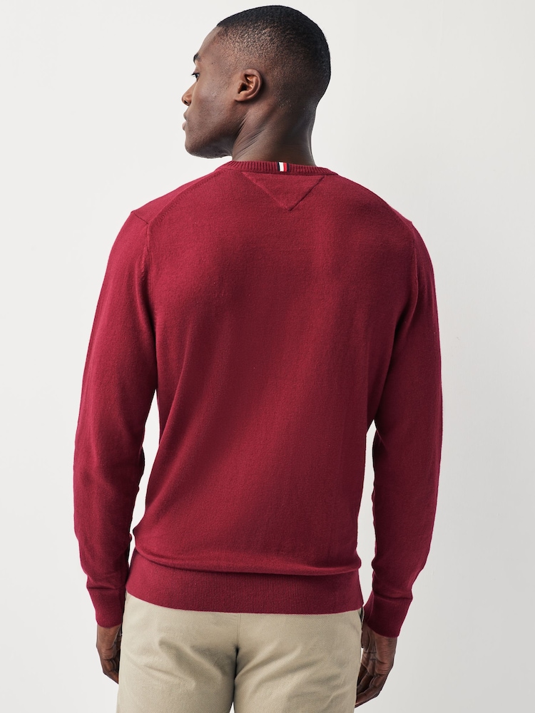 Tommy Hilfiger Red Cotton Blend Jumper With Cashmere - Image 2 of 5