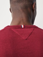 Tommy Hilfiger Red Cotton Blend Jumper With Cashmere - Image 4 of 5
