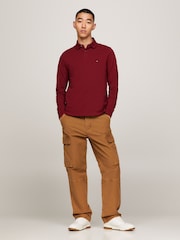 Tommy Hilfiger Red Marun 1985 Regular Long Sleeve Polo Shirt - Image 3 of 5