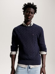Tommy Hilfiger Blue Navy Classic Cable Jumper - Image 1 of 5