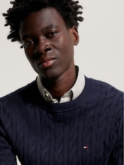 Tommy Hilfiger Blue Navy Classic Cable Jumper - Image 4 of 5