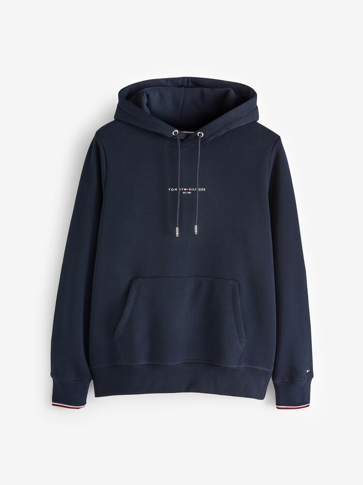 Tommy Hilfiger Blue Logo Tipped Hoodie - Image 4 of 4 Tommy Hilfiger Blue Logo Tipped Hoodie - Image 4 of 4