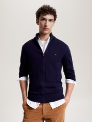 Tommy Hilfiger Blue Blue Pima Cashmere Blend Zip Up Jumper - Image 1 of 6