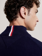 Tommy Hilfiger Blue Blue Pima Cashmere Blend Zip Up Jumper - Image 3 of 6