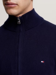 Tommy Hilfiger Blue Blue Pima Cashmere Blend Zip Up Jumper - Image 5 of 6