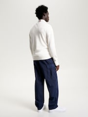 Tommy Hilfiger White Quarter Zip Cotton Blend Jumper With Cashmere - Image 3 of 6