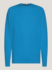Tommy Hilfiger Aqua Blue Cotton Blend Jumper With Cashmere - Image 5 of 5