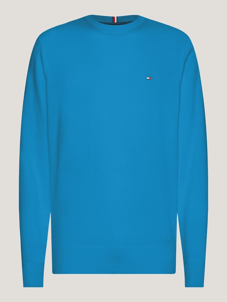 Tommy Hilfiger Aqua Blue Cotton Blend Jumper With Cashmere - Image 5 of 5