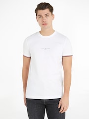 Tommy Hilfiger White Logo Tipped 100% Cotton T-Shirt - Image 1 of 7
