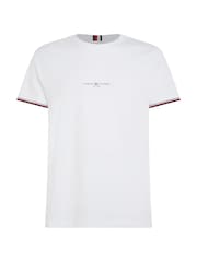 Tommy Hilfiger White Logo Tipped 100% Cotton T-Shirt - Image 5 of 7