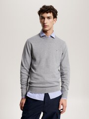 Tommy Hilfiger Grey Cotton Blend Jumper With Cashmere - Image 1 of 5