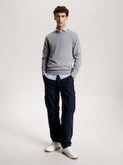 Tommy Hilfiger Grey Cotton Blend Jumper With Cashmere - Image 4 of 5