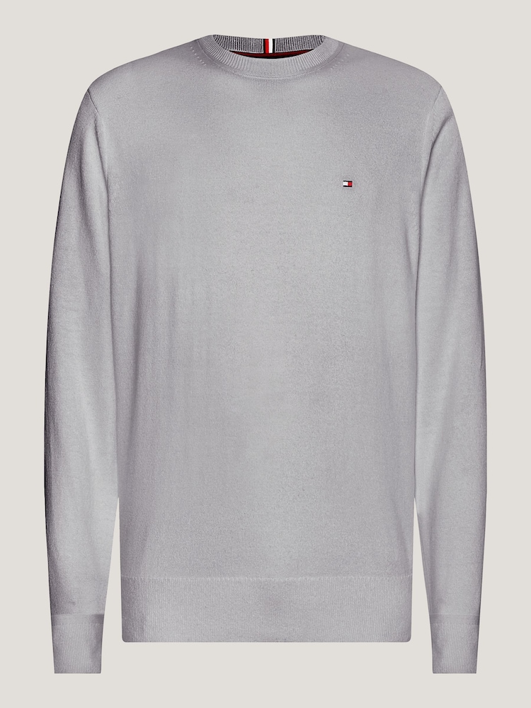 Tommy Hilfiger Grey Cotton Blend Jumper With Cashmere - Image 5 of 5