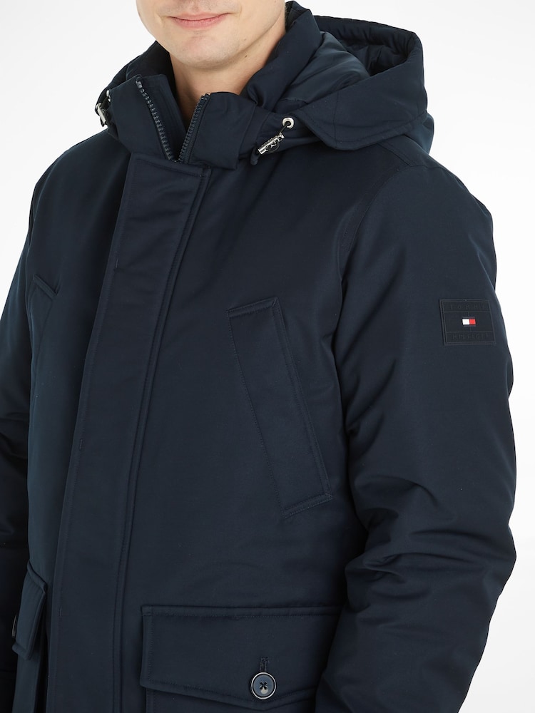 Tommy Hilfiger Blue Non-Fur Down Rockie Parka Hooded Jacket - Image 3 of 5