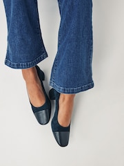 Mornarica - Usnjeni čevlji s široko peto Forever Comfort® - Slika 1 iz 8