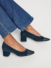 Mornarica - Usnjeni čevlji s široko peto Forever Comfort® - Slika 3 iz 8