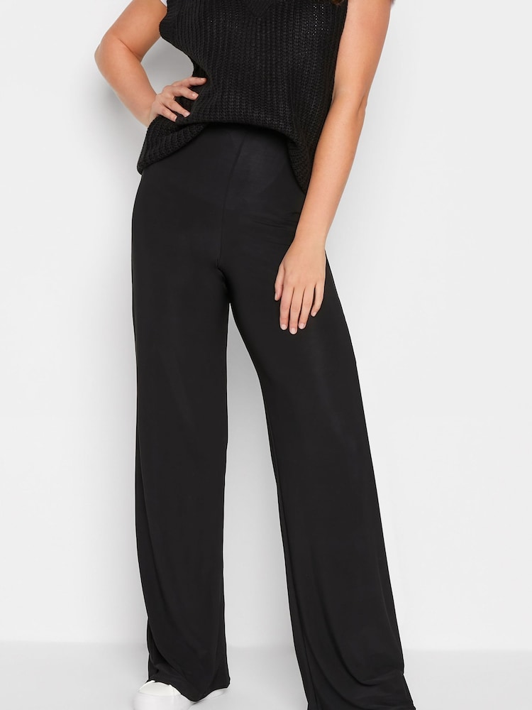 Long Tall Sally Black Stretch Palazzo Wide Leg Trousers - Image 1 of 4
