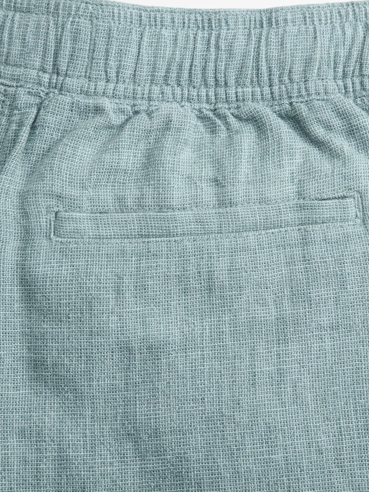 Abercrombie & Fitch Blue Elasticated Waist Linen Shorts - Image 1 of 1