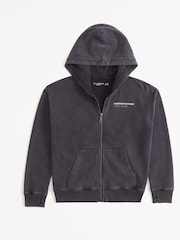 Abercrombie & Fitch Grey Zip-Through Logo Hoodie - Image 1 of 2
