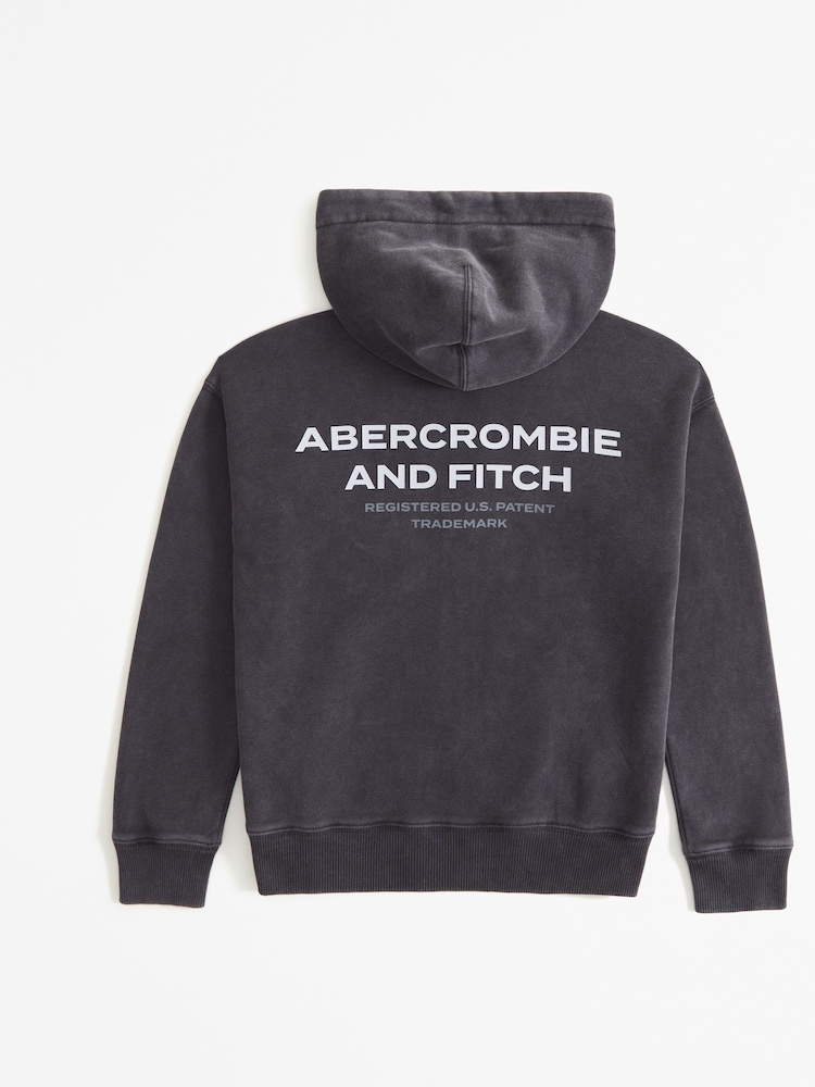 Abercrombie & Fitch Grey Zip-Through Logo Hoodie - Image 2 of 2