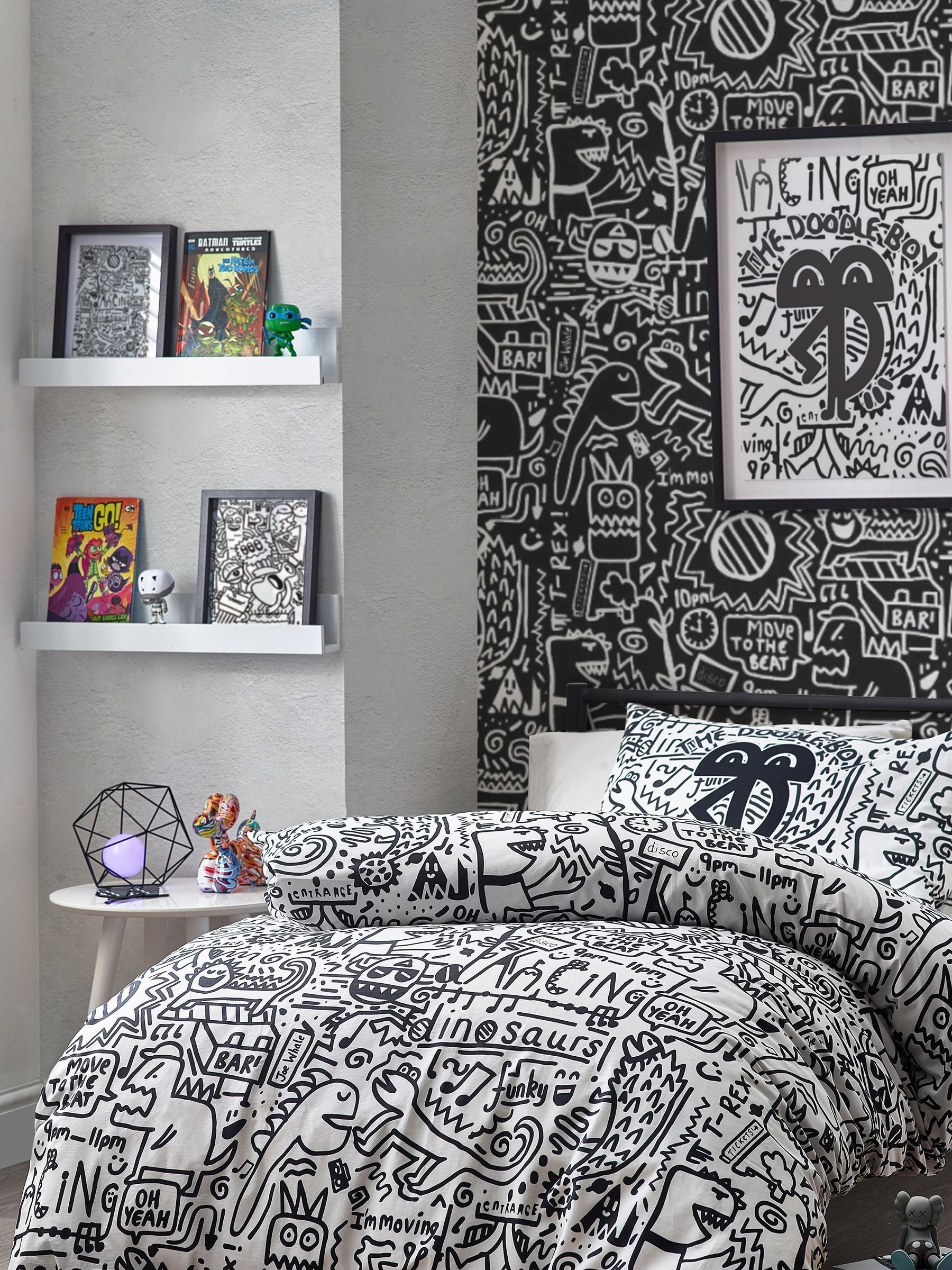 Buy Mono Doodle Boy 100 Cotton Duvet Cover and Pillowcase Set from Next Luxembourg