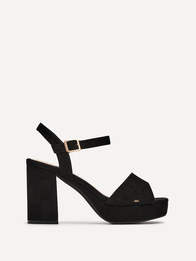 Linzi Black Verony Cross Front Strap Platform Heeled Sandals - Image 2 of 5