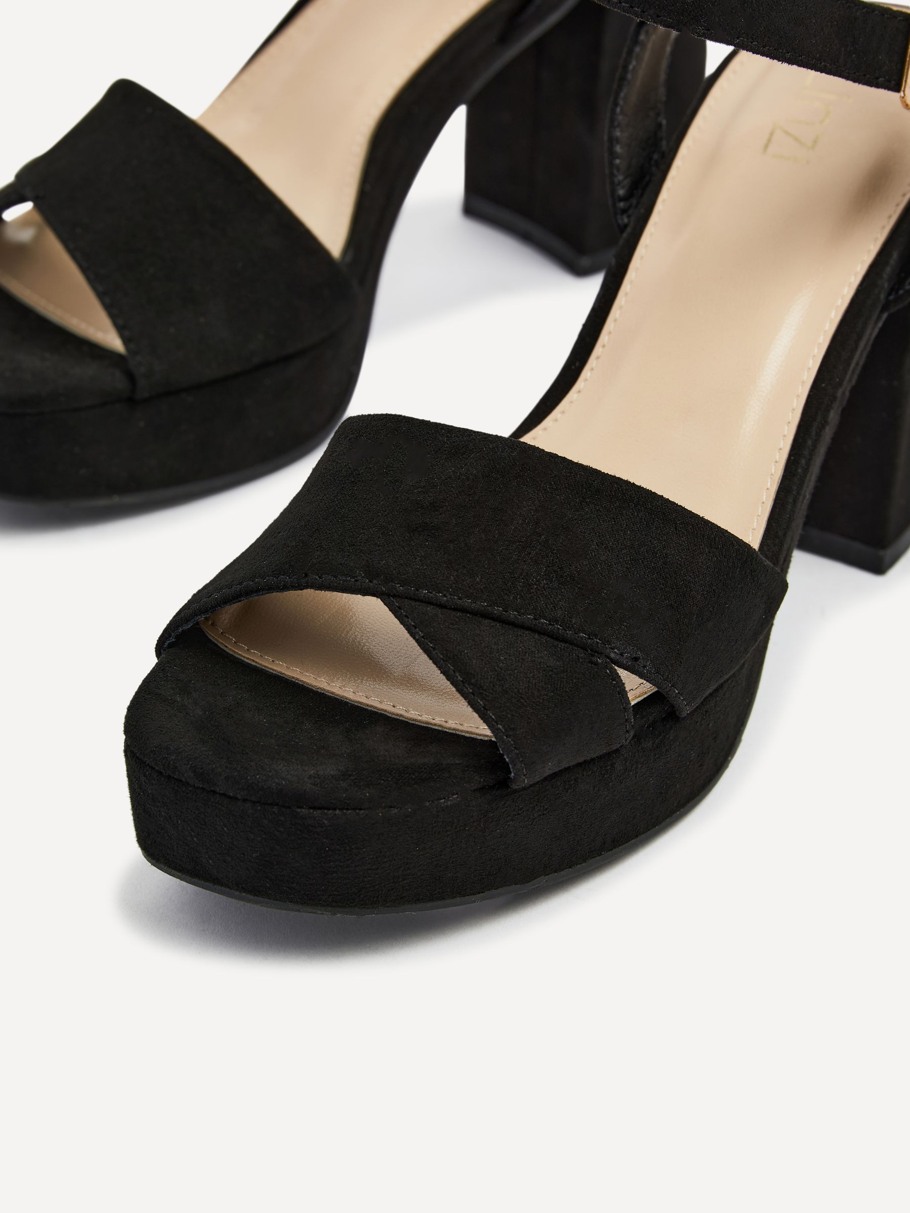 Buy Linzi Black Verony Cross Front Strap Platform Heeled Sandals