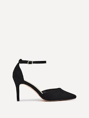 Linzi Black Suede Maci Stiletto Court Heels With Ankle Strap - Image 2 of 5
