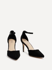 Linzi Black Suede Maci Stiletto Court Heels With Ankle Strap - Image 3 of 5