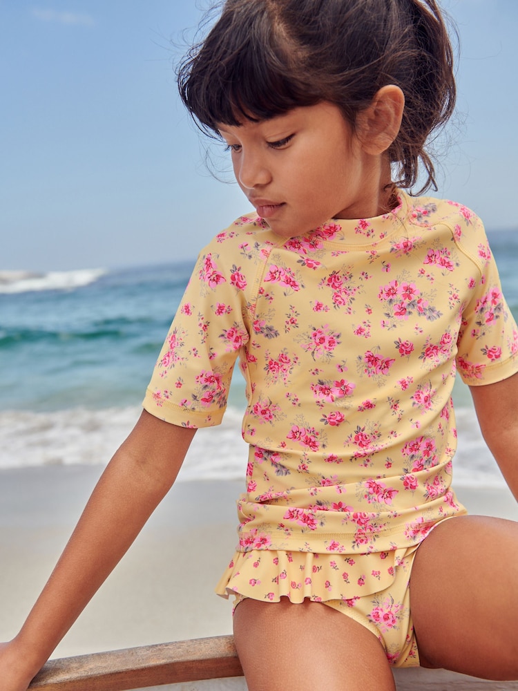Pink/Yellow Ditsy Sunsafe Swim Set (3-16yrs) - Image 2 of 8