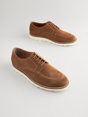 Tan Brown Suede Apron Wedge Shoes - Image 1 of 7