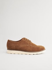 Tan Brown Suede Apron Wedge Shoes - Image 2 of 7