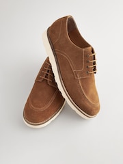 Tan Brown Suede Apron Wedge Shoes - Image 3 of 7