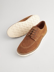 Tan Brown Suede Apron Wedge Shoes - Image 4 of 7