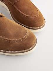 Tan Brown Suede Apron Wedge Shoes - Image 5 of 7